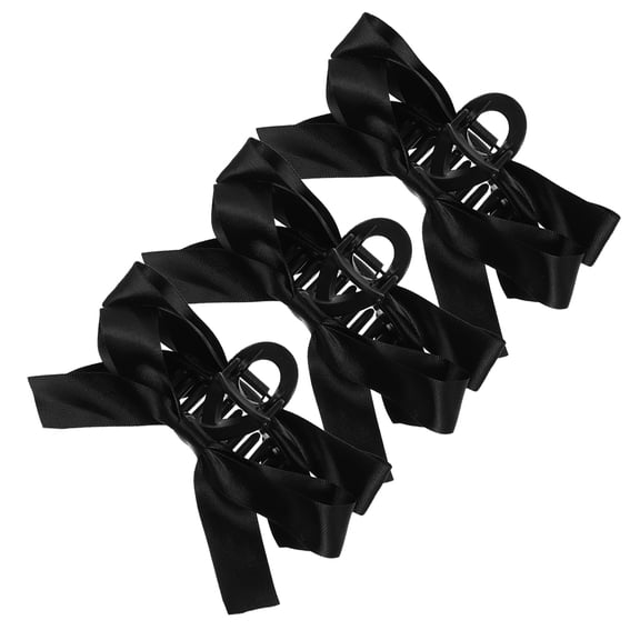NIAIZEK 3Pcs Decorative Large Black Hair Jaw Clips Bow Clips for Thin and Thick Hair