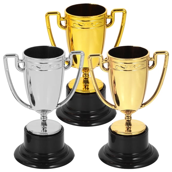 NIAIZEK 3Pcs cate Plastic Trophy Decorations Assorted Color for Classroom and Event Rewards