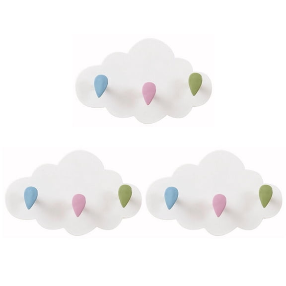 NIAIZEK Decorative Wall Hook Cloud Shaped Assorted Color Strong Adhesive 3Pcs
