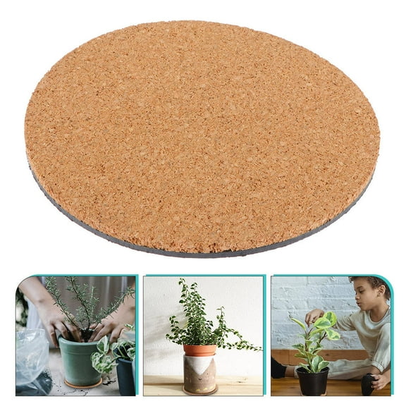 NIAIZEK 3Pcs Brown Cork Flowerpot Pads Safe Cork Plant Saucer Mats for Balcony Garden and Patio
