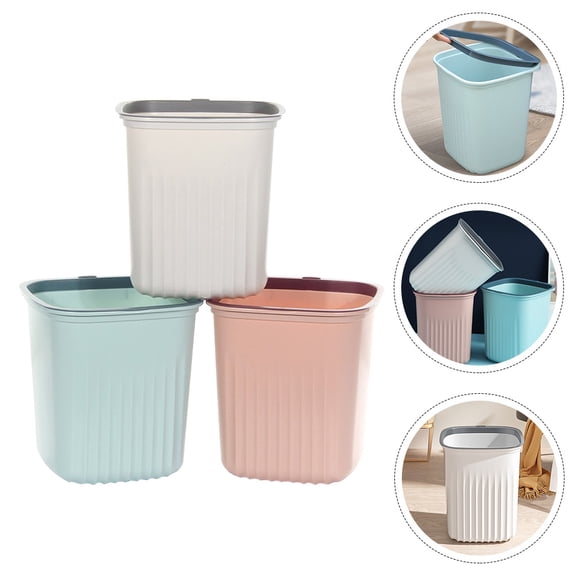 NIAIZEK 3-Pack Desktop Trash Bins in Assorted Colors, Plastic Small Rubbish Cans for Home, Office, Dorm Room Use