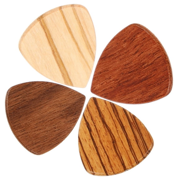 NIAIZEK 4-Pack Electric Guitar Picks Teardrop Shape Wooden Assorted Colors for Musical Instruments