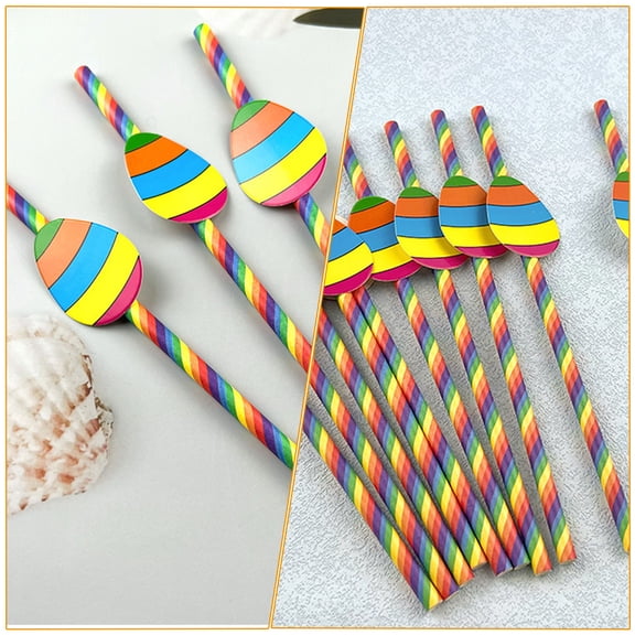 NIAIZEK 40Pcs Paper Straws Lightweight Easter Party Straws for Drinking Use