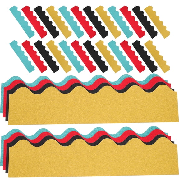 NIAIZEK 40Pcs Wear Resistant Scalloped Glitter Bulletin Board Border Paper Trim