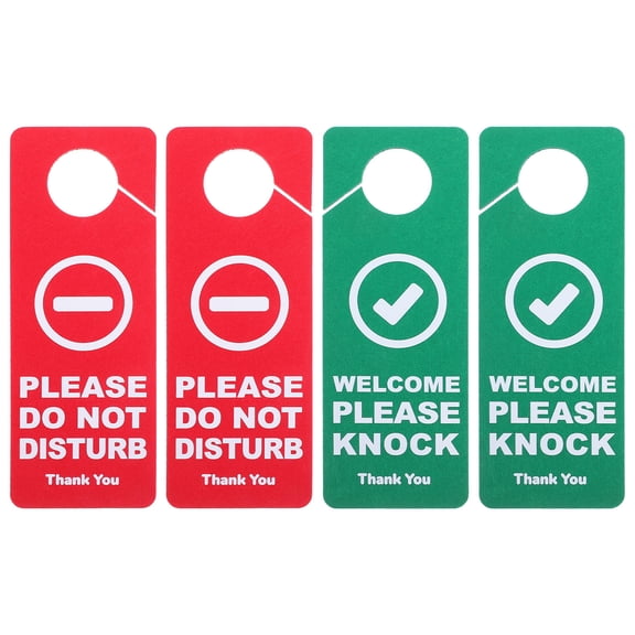 NIAIZEK 4Pcs Assorted Color Felt Door Knob Signs with Clear Do Not Disturb and Knock Messages