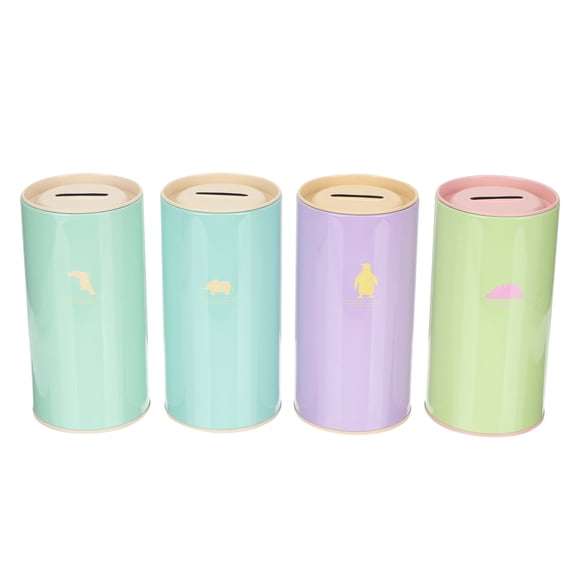 NIAIZEK 4-Pack Assorted Color Metal Money Boxes for Desktop Use, Saving Pots, Secure Storage Containers