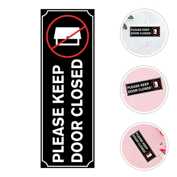 NIAIZEK 4Pcs Keep Door Closed Decal Black Minimalist Door Safety Sign for Storage Room