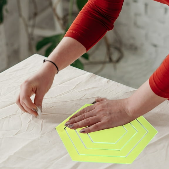 NIAIZEK 4Pcs Clear Acrylic Patchwork Quilting Ruler Hexagon Cutting Ruler Sewing Supply for Home Studio DIY Sewing Cutting(8.66X8.66X0.12in)