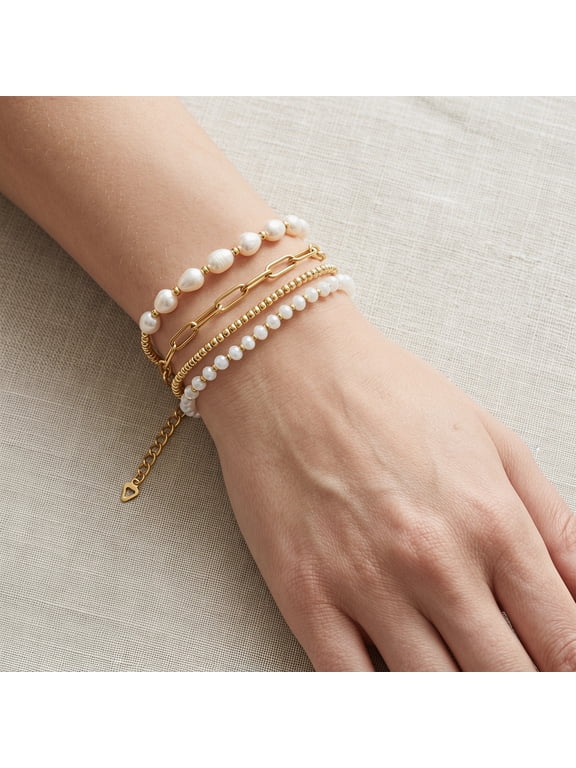 4Pcs Dainty Golden Crystal Bracelets Set Comfortable Stackable Wrist Accessories