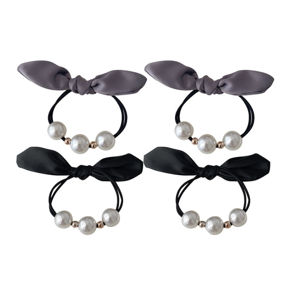 NIAIZEK Elastic Bow Hair Ties Assorted Color for Thin Hair Styling 4Pcs