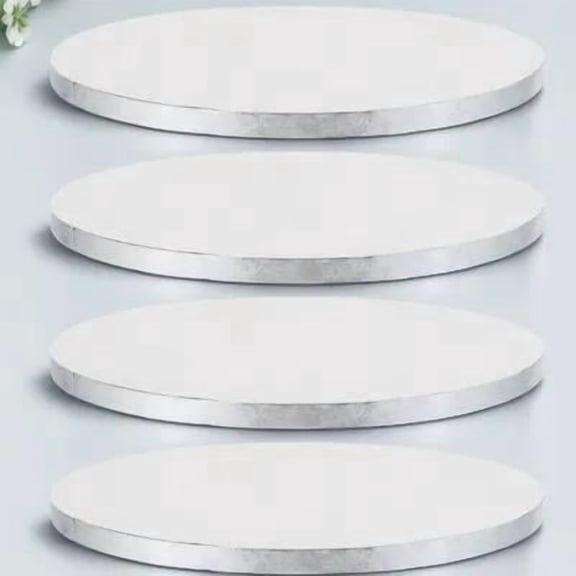 NIAIZEK 4-Piece Cake Serving Plates Aluminum Foil Baking Trays for Party Dessert Presentation