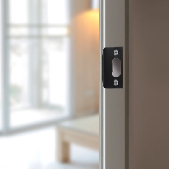 NIAIZEK 4Pcs Stainless Steel Door Strike Plates Black for Deadbolt Cover and Door Security Upgrade