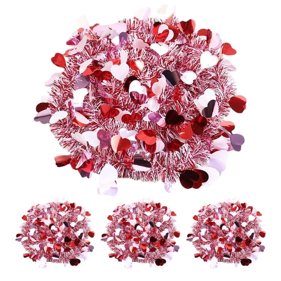 NIAIZEK 4Pcs Red Valentines Heart Tinsel Gar Party Hanging Decorations Festival Supplies