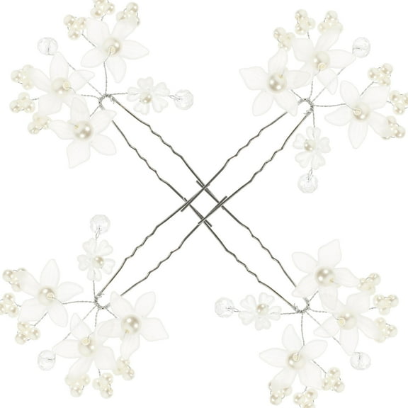 NIAIZEK 4Pcs Wedding Flower Hair Pins White Bridal Headpieces for Elegant Bride Hairstyles