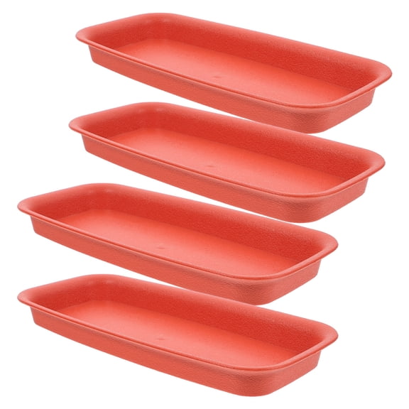 NIAIZEK 4Pcs Plastic Plant Drip Trays in Red Rectangle for Home Plant Water Catching