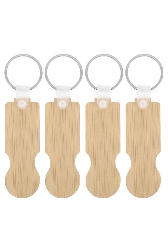 4pcs Bamboo Shopping Trolley Tokens MultiColor Keychains for Grocery Carts and Shopping Bags