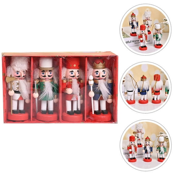 NIAIZEK Set of 4 Christmas Wooden Nutcracker Ornaments Hanging Decorations for Xmas Tree Holiday Decor