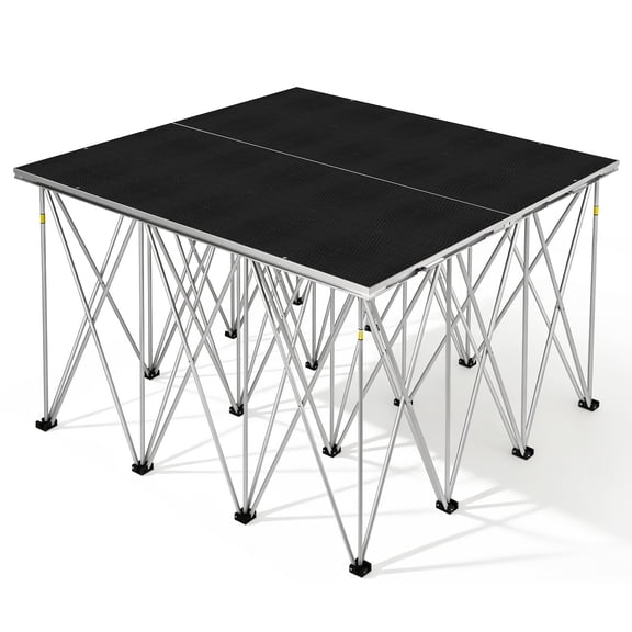 NIAIZEK 4x4FT Portable Folding Stage Platform Supports 700kg Per M Fast Setup Modular Stage With 2.7FT High Riser For Wedding DJ Live Performances