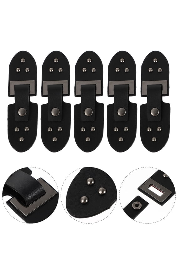 5 Pairs Cloak Fastener Black PU Toggle Buckle for Sewing