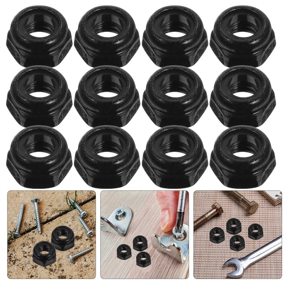 NIAIZEK 50Pcs Black Stainless Steel Hex Lock Nuts with Nylon Insert Self Locking Hardware