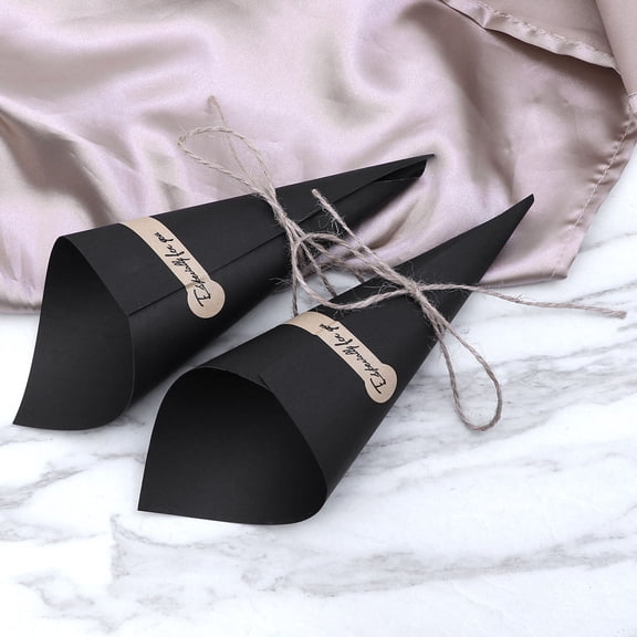 NIAIZEK 50pcs Flower Petal Cones for Wedding Black Paper for Floral Arrangements