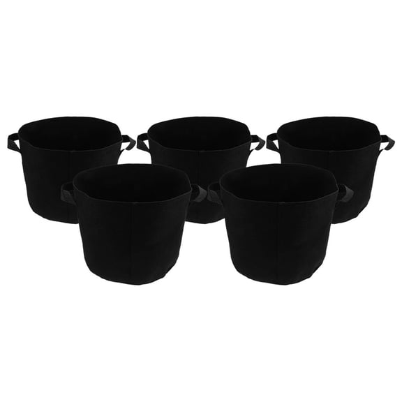 NIAIZEK 5Pcs Reusable Black Nonwoven Grow Bags with Handles Breathable Plant Pots for Garden