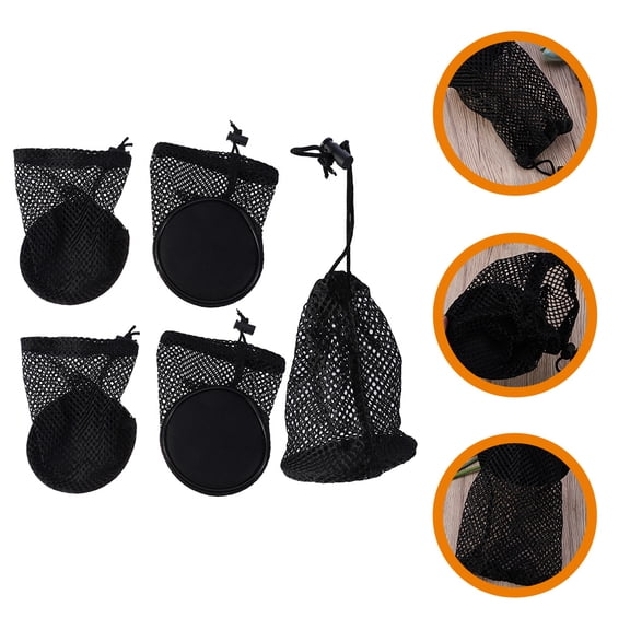NIAIZEK 5pcs Portable Mesh Bag Black Nylon for Storing Balls