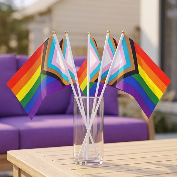NIAIZEK 5Pcs Small Outdoor Pride Flags Polyester Handheld Pride Party Decorations