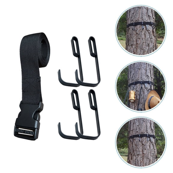 NIAIZEK 5Pcs Black Metal Tree Stand Strap Hanging Hooks for Outdoor Gear Storage