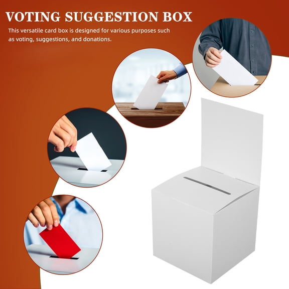 NIAIZEK 5-Pack White Voting Ballot Boxes with Slot, Foldable and Secure, Ideal for Office, School, and Event Use