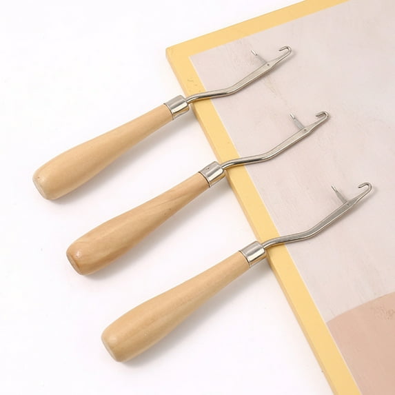 NIAIZEK 6-Piece Wig Repair Tool Kit with Khaki Handle for Crochet, Latch Hook, Hair Styling and Maintenance