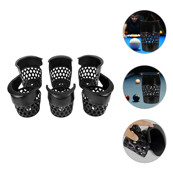 NIAIZEK Pool Table Pockets 6Pcs - Black, PP, Sturdy and Durable, for Billiard Ball Storage