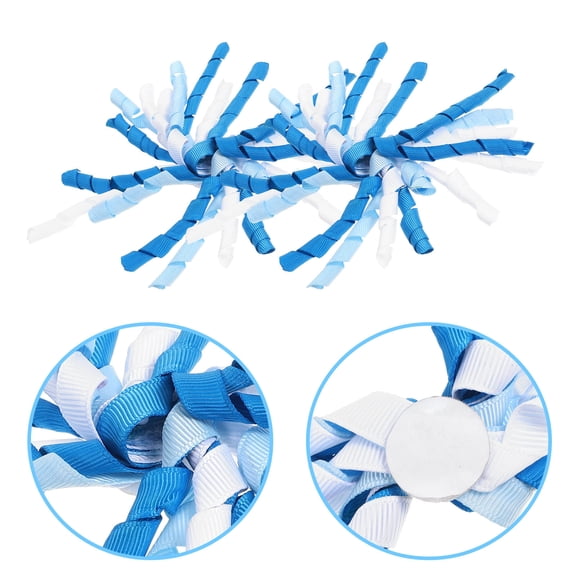 NIAIZEK 6Pcs Durable Blue Curly Ribbon Bowknot Adhesive Decor for Various Occasion