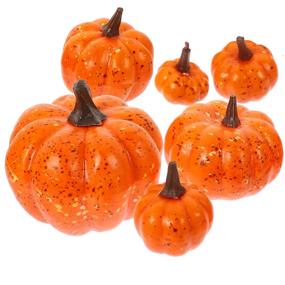 NIAIZEK 6Pcs Lifelike Orange Pumpkin Models for Fall and Tsgiving Scene Layout