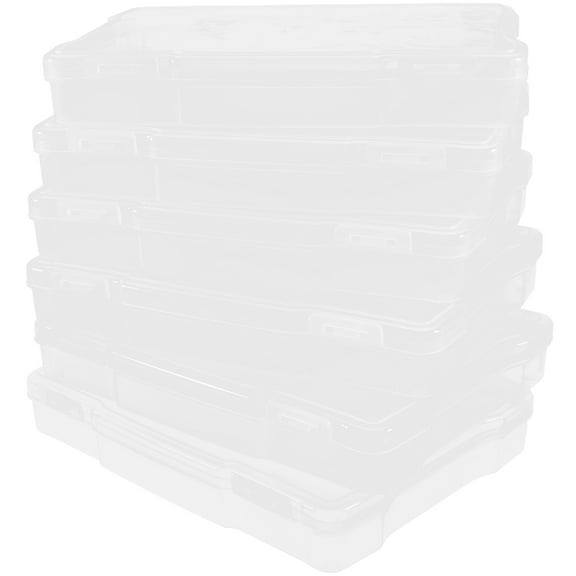 NIAIZEK 6-Pack Clear Plastic Photo and Card Storage Boxes with Dividers, Desktop Organizer for Photos, Cards, and Small Items