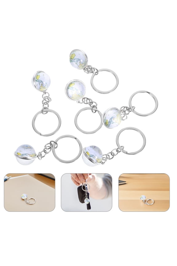 6-Pack Globe Keychains with Earth Map Design, Stylish and Key for Travel and Giving