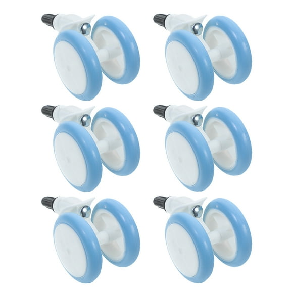 NIAIZEK 6Pcs Universal Sky Blue Small Wheels for Cart with 360 Degree Rotation and Antislip Texture