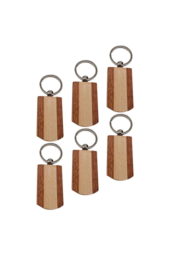 Rustic Wooden Keychain Blanks with Multi-Color Alloy Accents for Custom