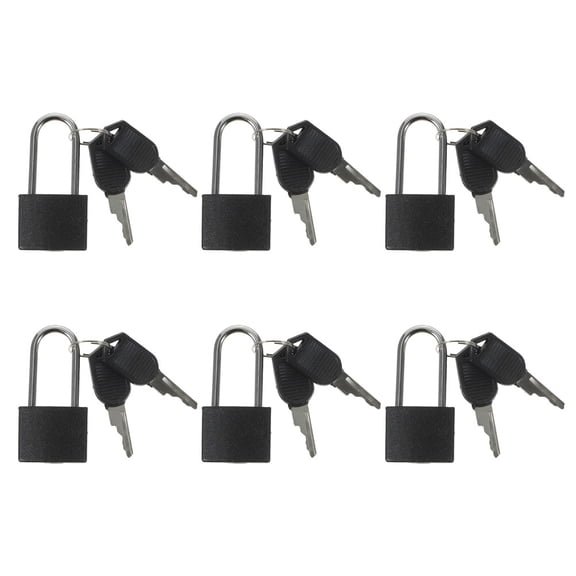 NIAIZEK Small Padlock Set in Black Plastic and Copper Alloy for Decor 6Sets