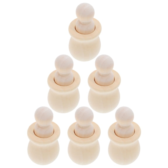 NIAIZEK Wooden Peg Dolls Set of 6 for Kids, Natural Beige Finish, Ideal for Arts & Crafts, Educational Playtime, and Home Activities