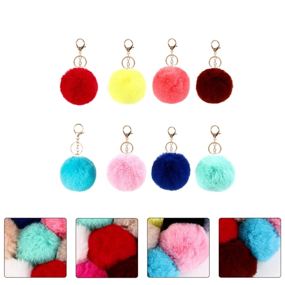 NIAIZEK 8PCS Decorative Keychain Bag Charms Plush Pendant Assorted Colors for Women Everyday Use Accessories