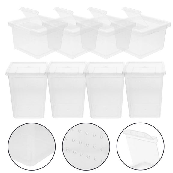 NIAIZEK 8Pcs Professional Transparent Plastic Reptile Cage Suitable for Snakes Spiders and Small Animals