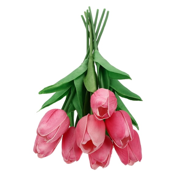 NIAIZEK 8Pcs Realistic Pink Faux Tulip Flower Decor for Stylish Living Room and Office Display