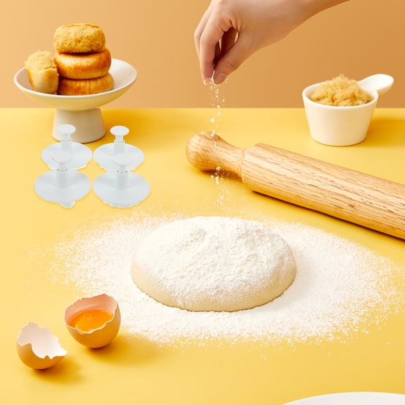 NIAIZEK 4-Piece ABS Cookie Stamps Set with 3D Fun Shapes, White Reusable Molds for Home Baking and Cookie Decorating