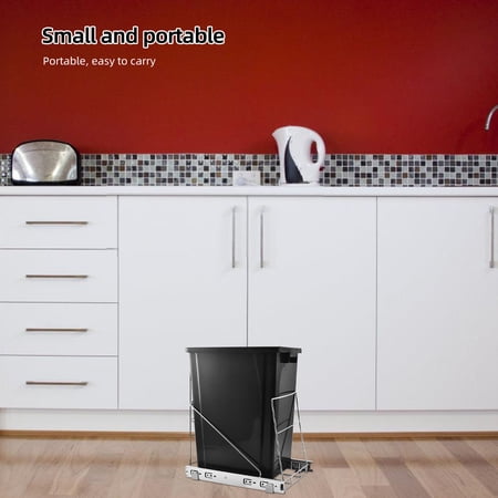 NIAIZEK Under Sink Kitchen Cabinet Pull-Out Trash Can with Convenient Storage Basket for Organized