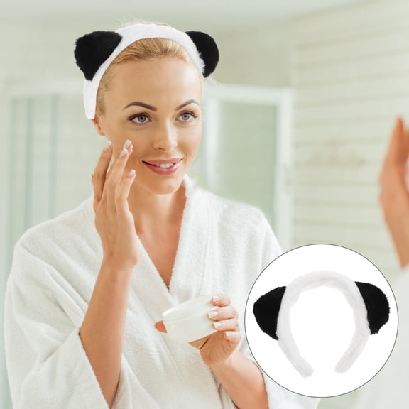 NIAIZEK Funny White Adult Headband with Bear Ears for Makeup Washing and Festival