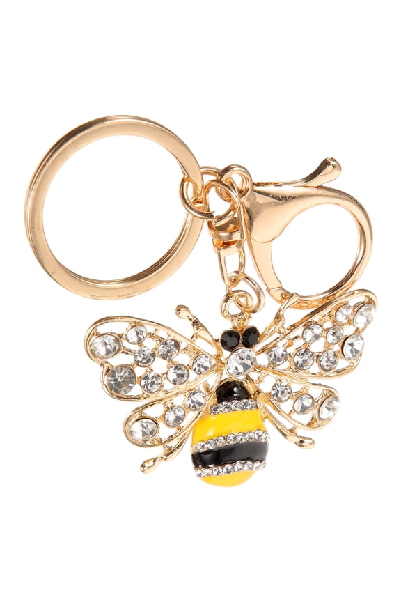 Backpack Key Pendant Metal Bee Pendant Keychain Rhinestones 1Pack