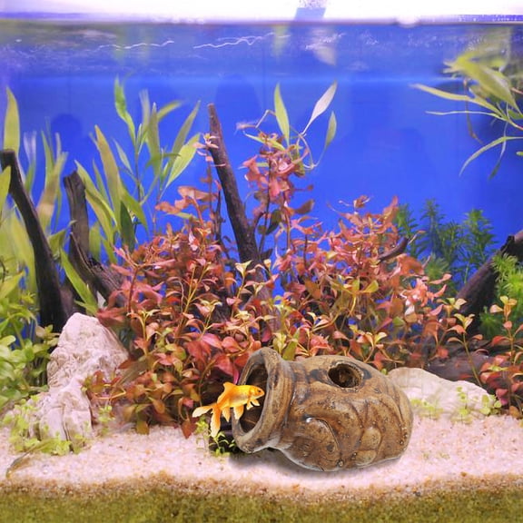 NIAIZEK Brown Ceramic Fish Cave Aquarium Hideout Turtle Basking Platform for Breeding
