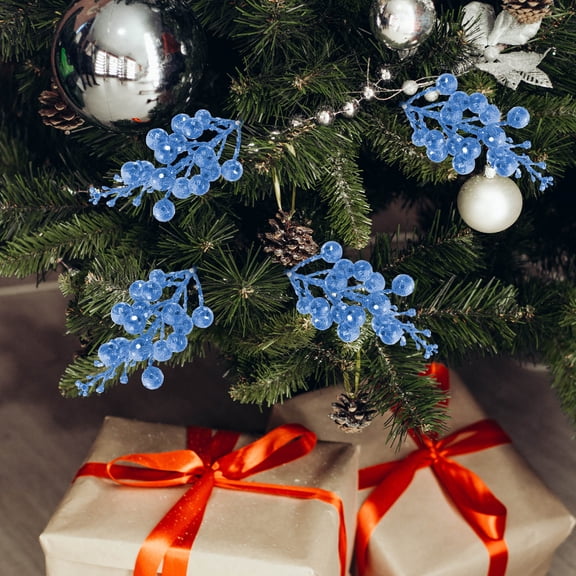 NIAIZEK Artificial Berry Stems Blue Christmas Tree Decorations for Festive Events 10Pcs