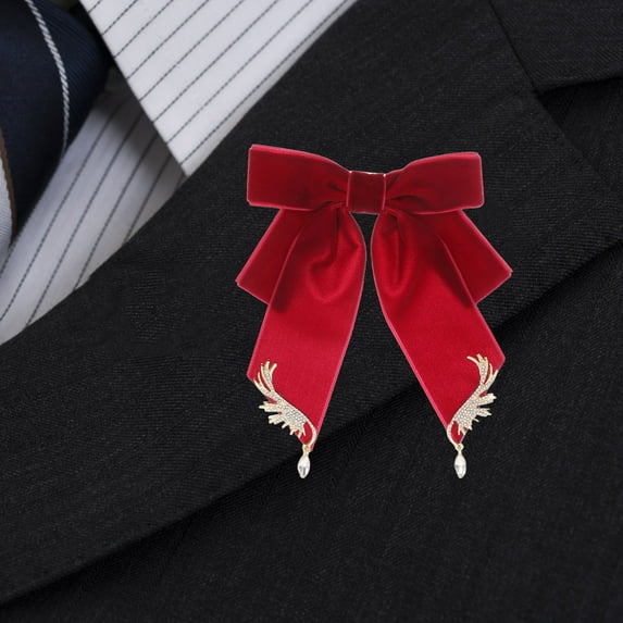 NIAIZEK Red Bow Brooch Pin, Unique Wing Design for Elegance and Style